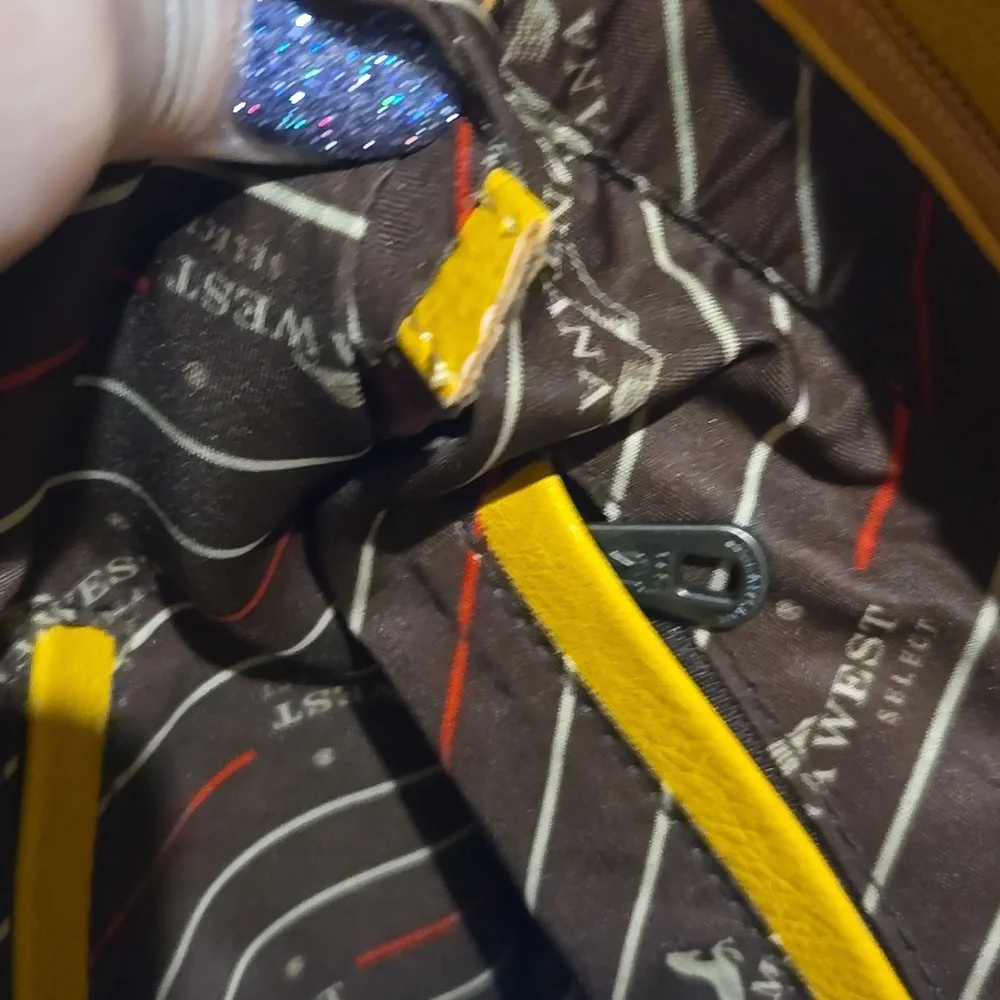 Yellow and Blue Studded Women's Bag, EUC